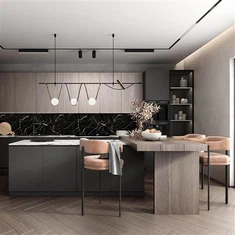 Yuqori oxirgi melamin pvc oshxona kabinetlari